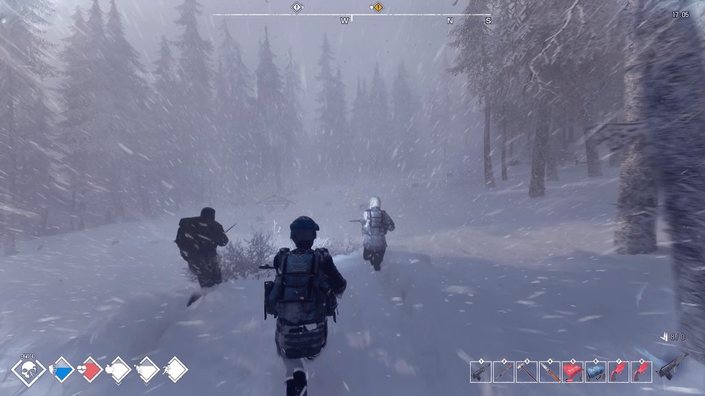 Players explore a snow-covered forest together in Permafrost.