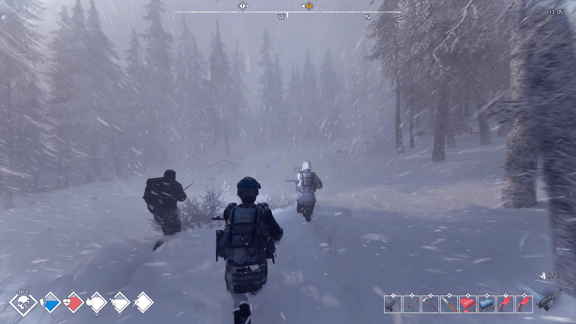 Players explore a snow-covered forest together in Permafrost.
