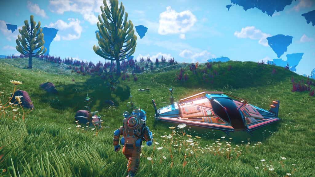 No Man’s Sky 官方游戏画面：探索者、飞船与外星地貌